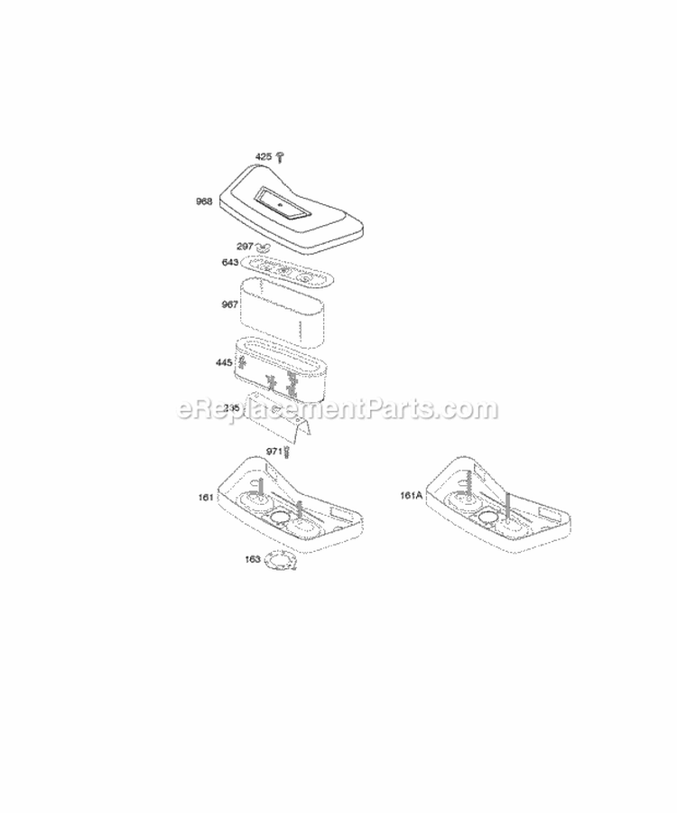 Air Cleaner Muffler Diagram and Parts List for 42E707-2631-E2  Briggs and Stratton Engine
